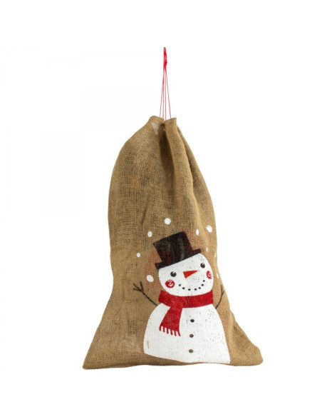 Worek na prezenty jutowy 70x50cm bałwan