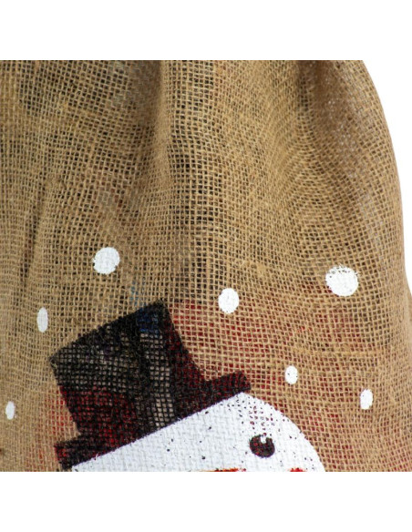 Worek na prezenty jutowy 70x50cm bałwan