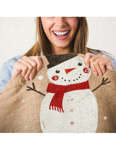 Worek na prezenty jutowy 70x50cm bałwan