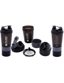 Bidon fitness shaker 500ml black grey pure 2 improve
