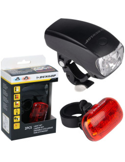 Zestaw lamp rowerowych led przód tył dunlop