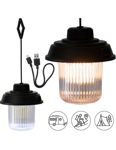 Latarka lampa camping usb 3 rodzaje światła redcliffs czarny