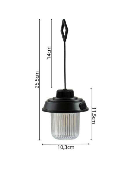 Latarka lampa camping usb 3 rodzaje światła redcliffs czarny