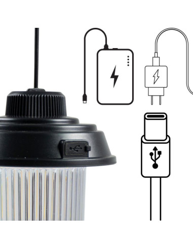 Latarka lampa camping usb 3 rodzaje światła redcliffs czarny