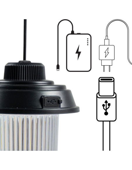 Latarka lampa camping usb 3 rodzaje światła redcliffs czarny