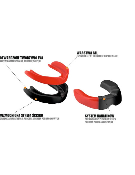 Żelowy ochraniacz na zęby + pudełko - czarno-czerwony | geltech