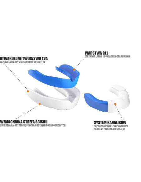 Żelowy ochraniacz na zęby + pudełko - biało-niebieski | geltech