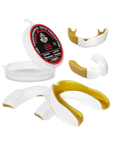 Żelowy ochraniacz na zęby + pudełko - biało-złoty | geltech