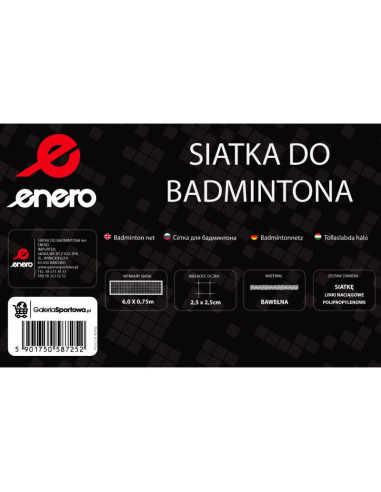 Siatka do badmintona 6x0,75m enero