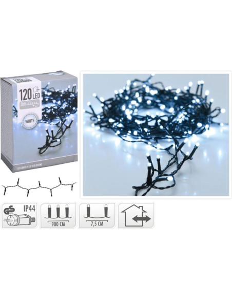 Lampki choinkowe łańcuch świetlny 120 led zimny biały