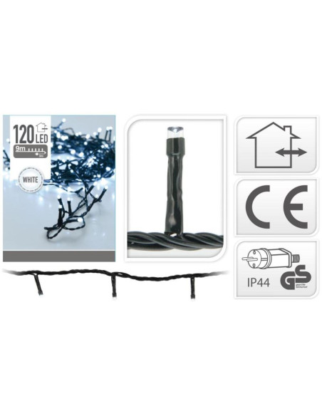 Lampki choinkowe łańcuch świetlny 120 led zimny biały