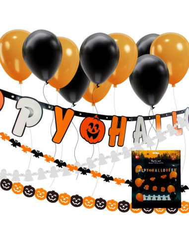 Zestaw dekoracyjny happy halloween 14 elementów