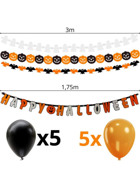 Zestaw dekoracyjny happy halloween 14 elementów