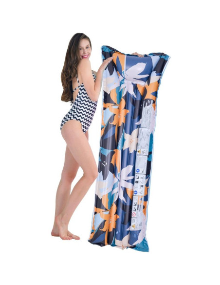 Materac dmuchany kwiaty 174x59x18cm 33258 niebieski