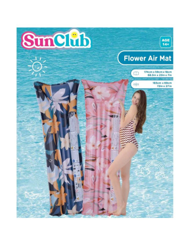 Materac dmuchany kwiaty 174x59x18cm 33258 niebieski