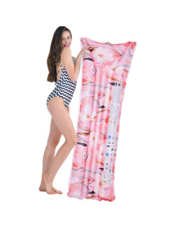 Materac dmuchany kwiaty 174x59x18cm 33258 różowy