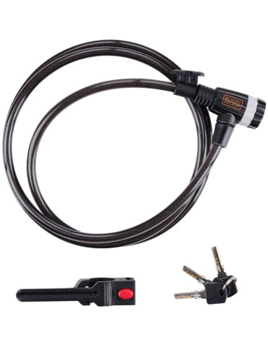 Zapięcie rowerowe linka na zamek 10x1800mm z uchwytem black+decker