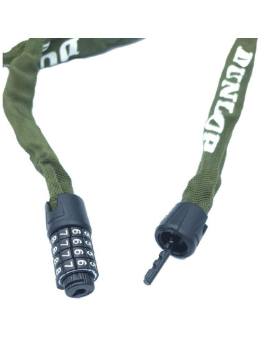 Zapięcie rowerowe dunlop łańcuch na szyfr dł.120cm - khaky