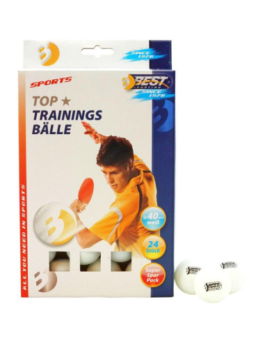 Piłeczki do tenisa stołowego best sporting training 24szt białe