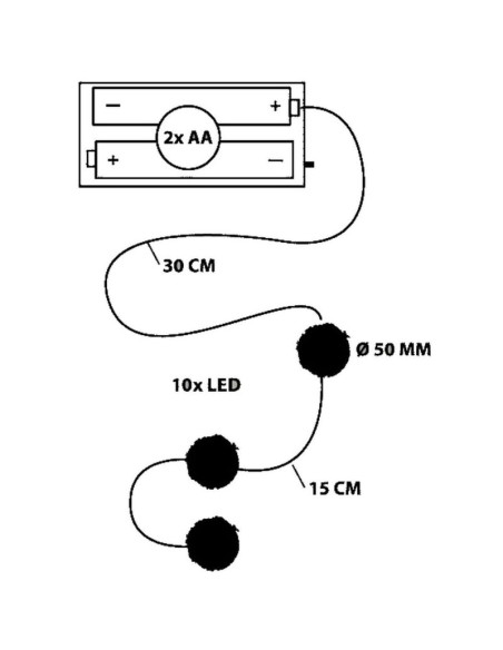 Lampki girlanda futrzane kulki na baterie 50mm led ciepły biały