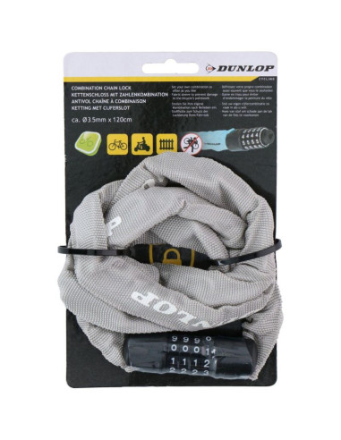 Zapięcie rowerowe dunlop łańcuch na szyfr dł.120cm - szary