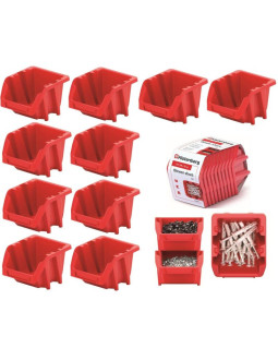 Zestaw pojemników kuwet warsztatowych bineer short 10szt czerwony kistenberg