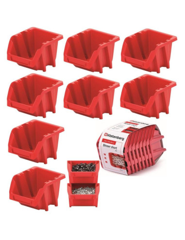 Zestaw pojemników kuwet warsztatowych bineer short 8szt czerwony kistenberg