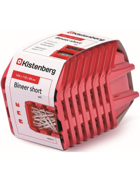 Zestaw pojemników kuwet warsztatowych bineer short 8szt czerwony kistenberg
