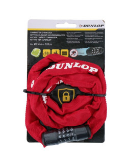Zapięcie rowerowe dunlop łańcuch na szyfr dł.120cm - czerwony