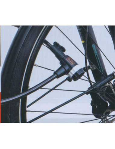 Zapięcie rowerowe linka na zamek 10x900mm z uchwytem black+decker