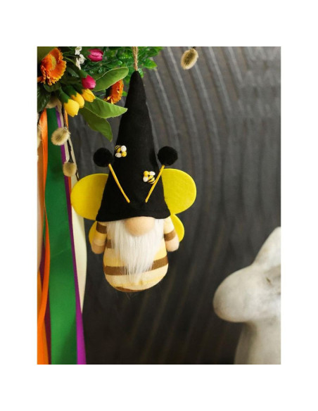 Skrzat gnom pszczółka czarna 20cm zawieszka dekoracja wiosenna