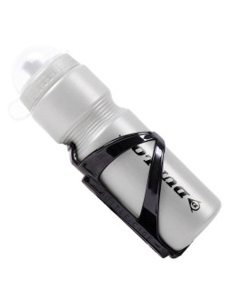 Bidon rowerowy dunlop 750ml z koszykiem srebrny 2