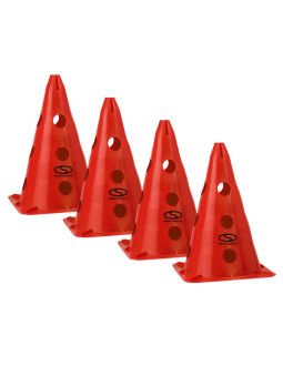 Zestaw pachołków treningowych 4 szt. - 30 cm czerwone / pt4-13h-r