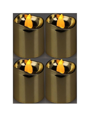 Zestaw 4 świeczek tea light led gold