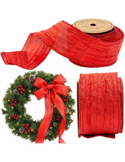 Wstążka karbowana 6,3cmx3m czerwona