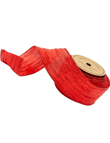 Wstążka karbowana 6,3cmx3m czerwona