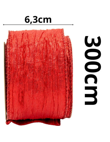 Wstążka karbowana 6,3cmx3m czerwona