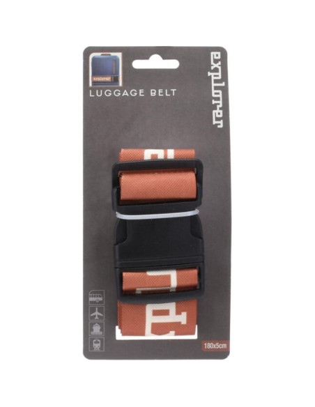 Uniwersalny pas zabezpieczający do walizki spinający 180x5cm proworld brązowy