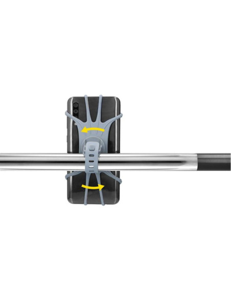 Uchwyt rowerowy silikonowy na telefon dunlop obracany 360 szary