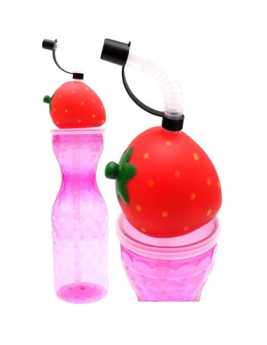 Bidon butelka sportowa ze słomką 500ml różowy excellent houseware