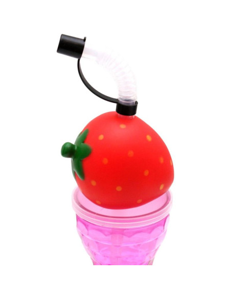 Bidon butelka sportowa ze słomką 500ml różowy excellent houseware