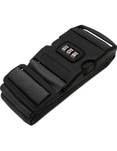 Uniwersalny pas zabezpieczający do walizki spinający 180x5cm na szyfr proworld szary