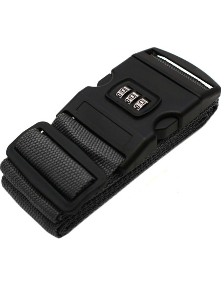 Uniwersalny pas zabezpieczający do walizki spinający 180x5cm na szyfr proworld szary