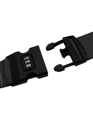 Uniwersalny pas zabezpieczający do walizki spinający 180x5cm na szyfr proworld szary