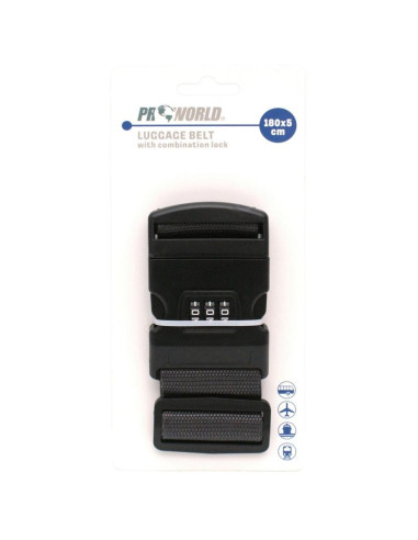 Uniwersalny pas zabezpieczający do walizki spinający 180x5cm na szyfr proworld szary