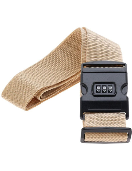 Uniwersalny pas zabezpieczający do walizki spinający 180x5cm na szyfr proworld beż