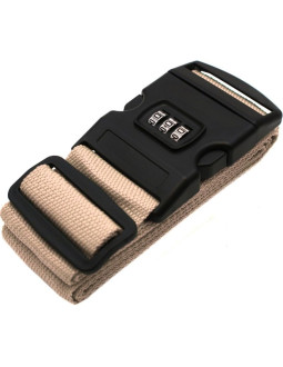 Uniwersalny pas zabezpieczający do walizki spinający 180x5cm na szyfr proworld beż 2