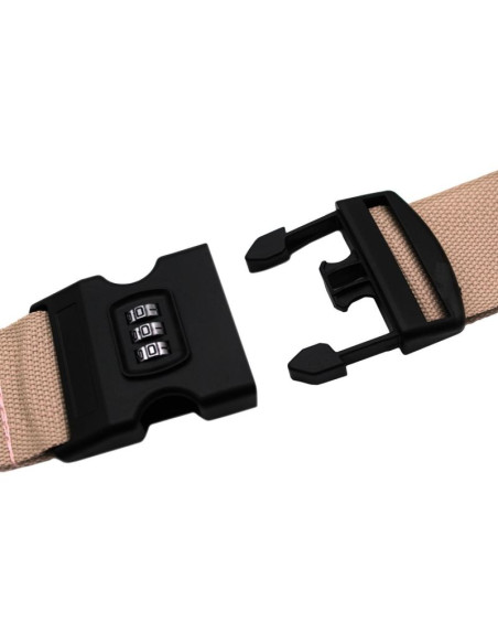 Uniwersalny pas zabezpieczający do walizki spinający 180x5cm na szyfr proworld beż