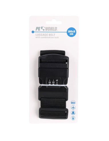 Uniwersalny pas zabezpieczający do walizki spinający 180x5cm na szyfr proworld czarny