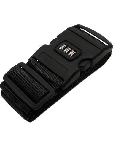 Uniwersalny pas zabezpieczający do walizki spinający 180x5cm na szyfr proworld czarny